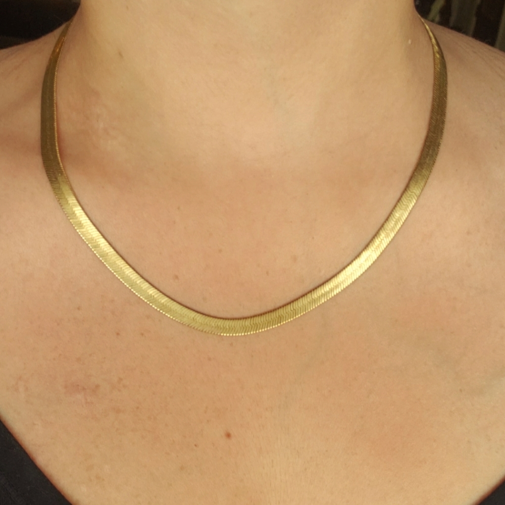Vintage Herringbone Gold-plated Necklace